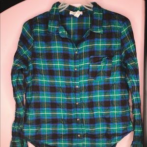 Plaid button down top